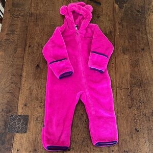 Columbia Bright Pink Fleece Baby Onesie with Bear Ears